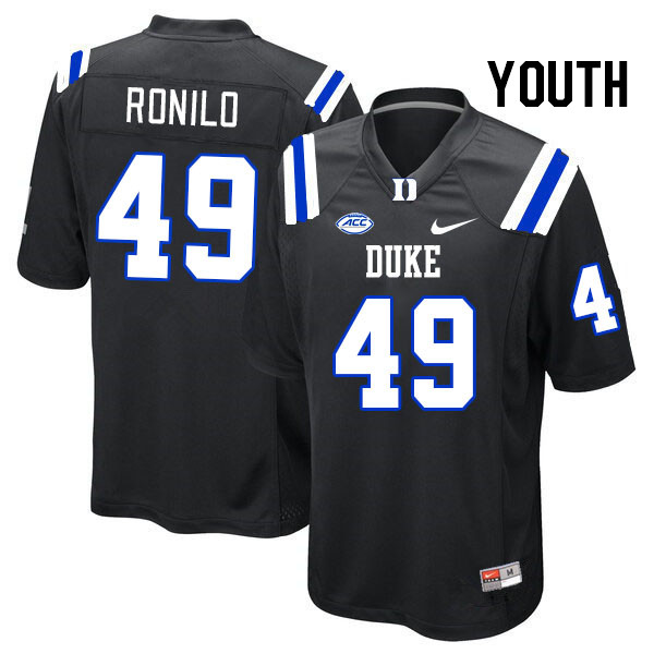 Youth #49 Jack Ronilo Duke Blue Devils College Football Jerseys Stitched Sale-Black - Click Image to Close